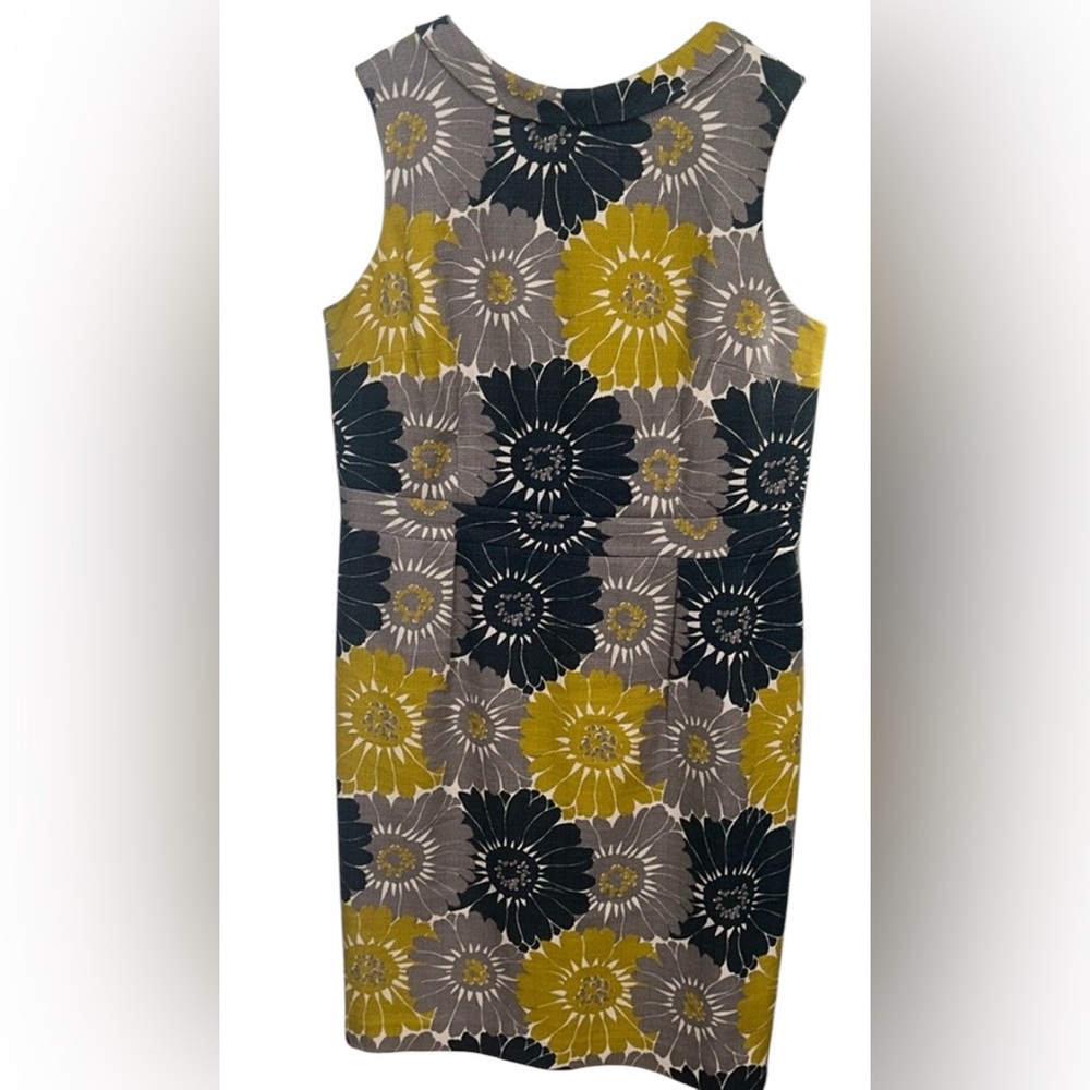 Boden Floral Midi Dress in Mustard, Charcoal & Taupe